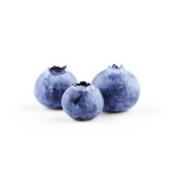 Three raw blueberries isolated on white with clipping path