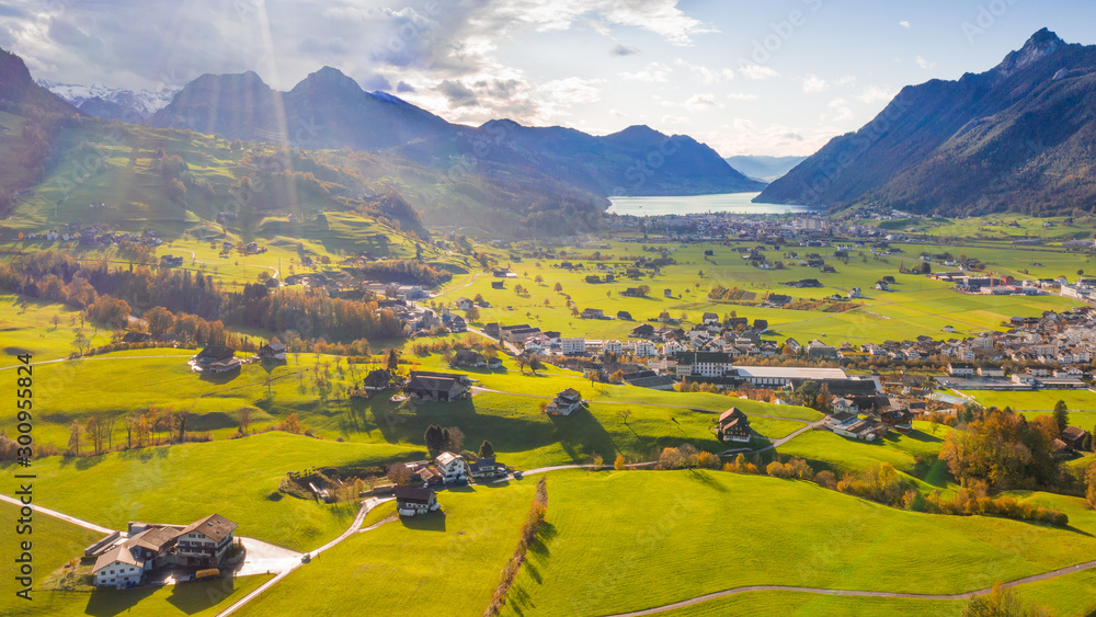 Autumn rural landscape. Switzerland.