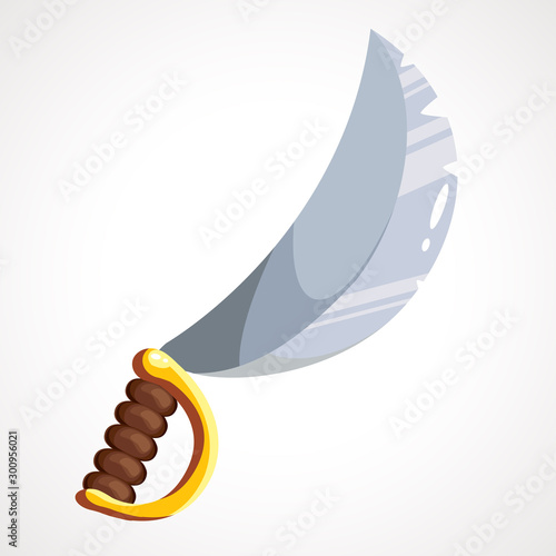 Cartoon wide sword of pirates. A saber rattle. Vector illustration.