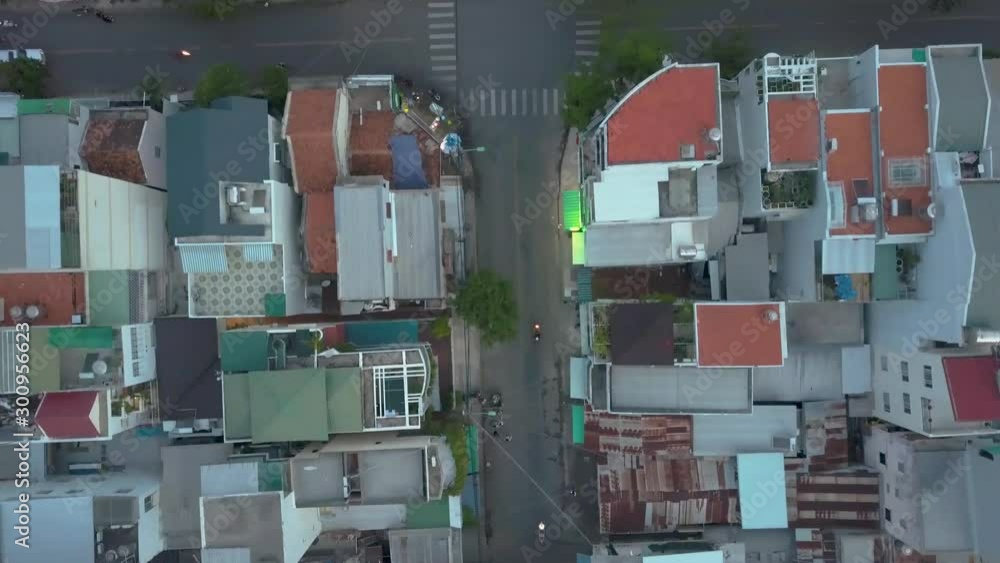 a flying camera flies over the city of Nha trang, in Vietnam, from a great height a beautiful panorama opens overlooking the river, the sea and the mountains a flying camera flies over the city of Nha trang, in Vietnam, from a great height a beautiful panorama opens overlooking the river, the sea and the mountains