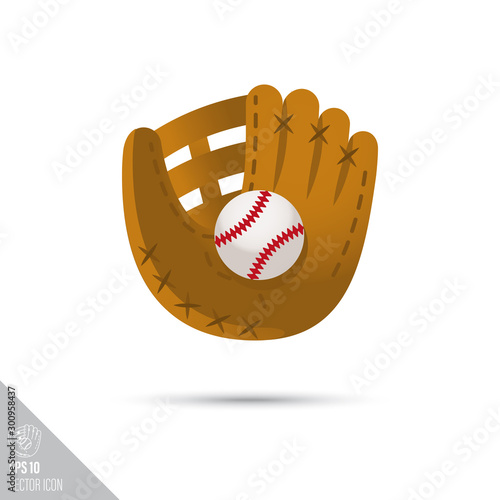 baseball glove and ball smooth vector icon. Sports equipment symbol.