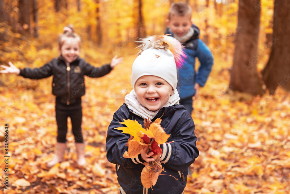 portrait of child in the autumn season outside portrait of child in the autumn season outside