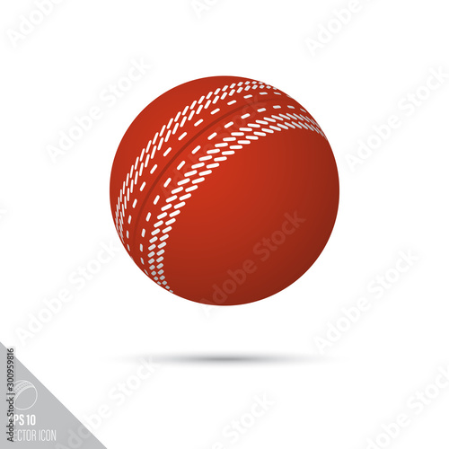 Cricket ball smooth vector icon. Sports equipment symbol.