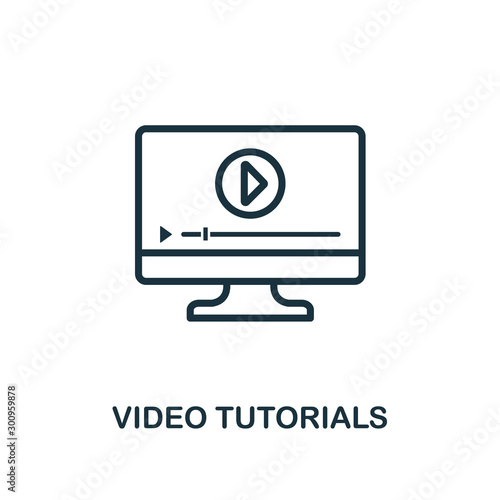 Video Tutorials icon outline style. Thin line creative Video Tutorials icon for logo, graphic design and more