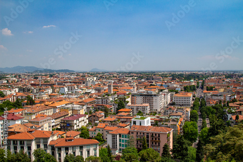 View Of Old Tile Roofs In Bergamo, medieval historical Old Town, Italy
