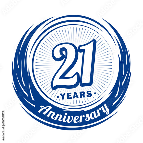 Twenty-one years anniversary celebration logotype. 21st anniversary logo. Vector and illustration.