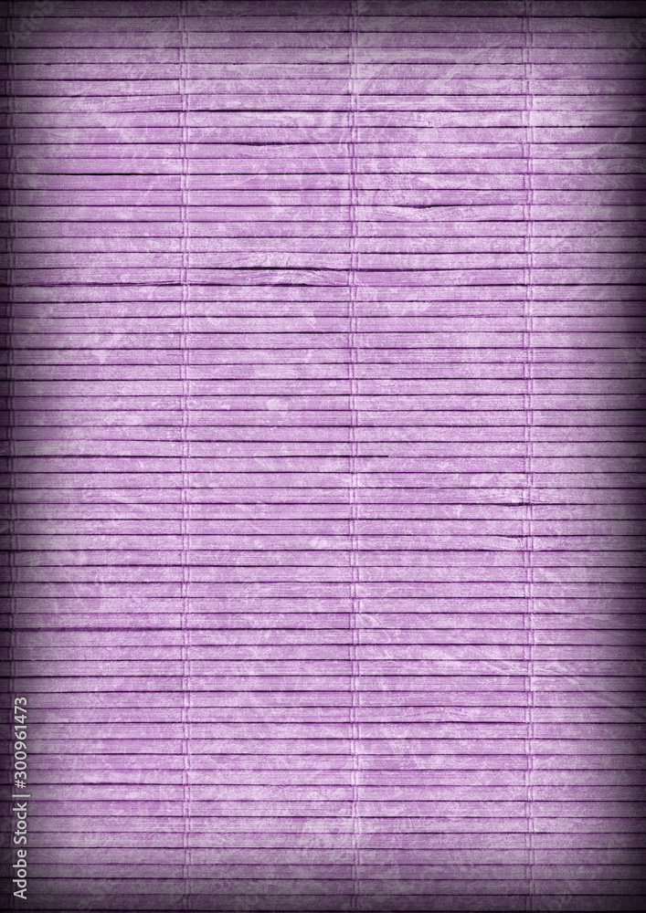 Fototapeta premium High Resolution Bamboo Place Mat Rustic Slatted Interlaced Bleached Mottled Purple Coarse Vignette Texture