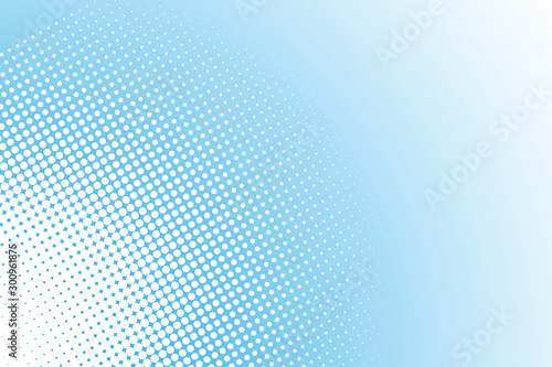 Halftone dotted blue and white background. Halftone effect vector pattern. Abstract creative graphic for web with copy space.