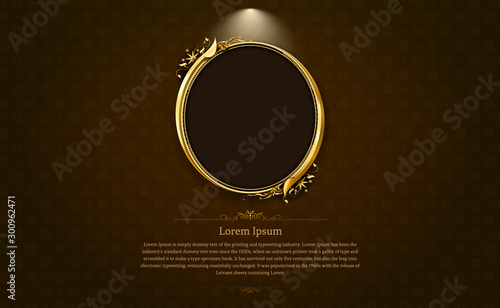 gold frame circle border picture and pattern gold thai art Thai art