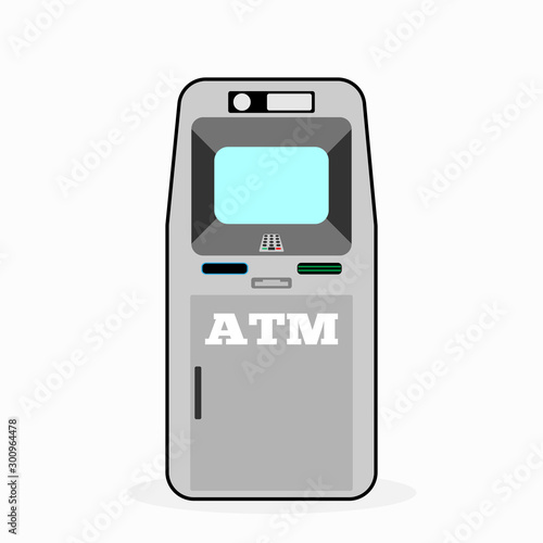 Stationary ATM for financial transactions. Isolated vector illustration.