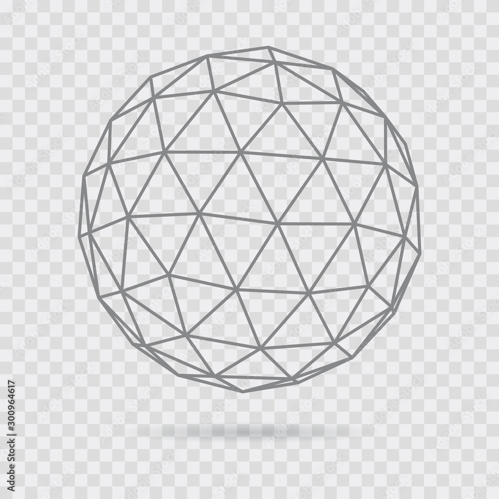 Vector globe. Low poly style. Abstract geometric background. Wire effect geometric 3d sphere. Abstract creative graphic for web and science.