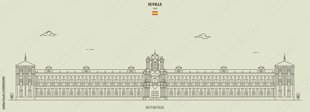 San Telmo Palace in Seville, Spain. Landmark icon