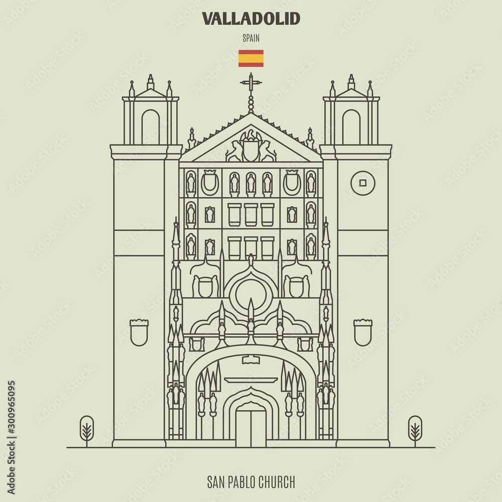 San Pablo Church in Valladolid, Spain. Landmark icon