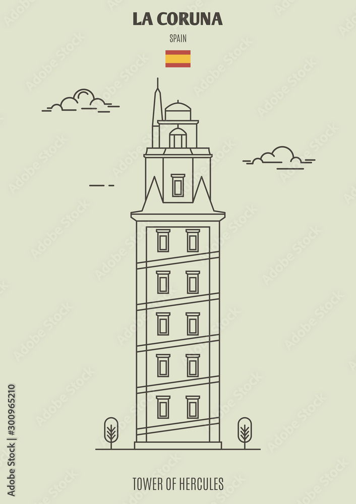 Tower of Hercules in La Coruna, Spain. Landmark icon
