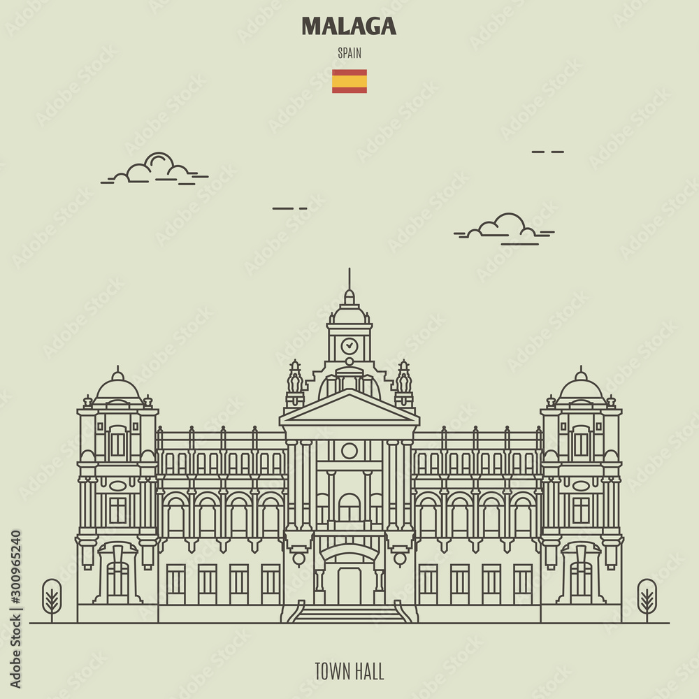 Town Halll in Malaga, Spain. Landmark icon