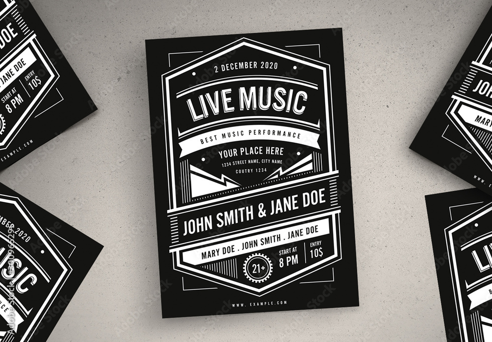 Flyer Lettering Styles Vintage Typography Flyer Layout Stock Template | Adobe Stock