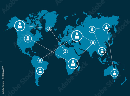 People connected all around the world. Vector illustration.