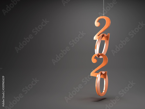 New Year 2020Creative Design Concept - 3D Rendered Image 