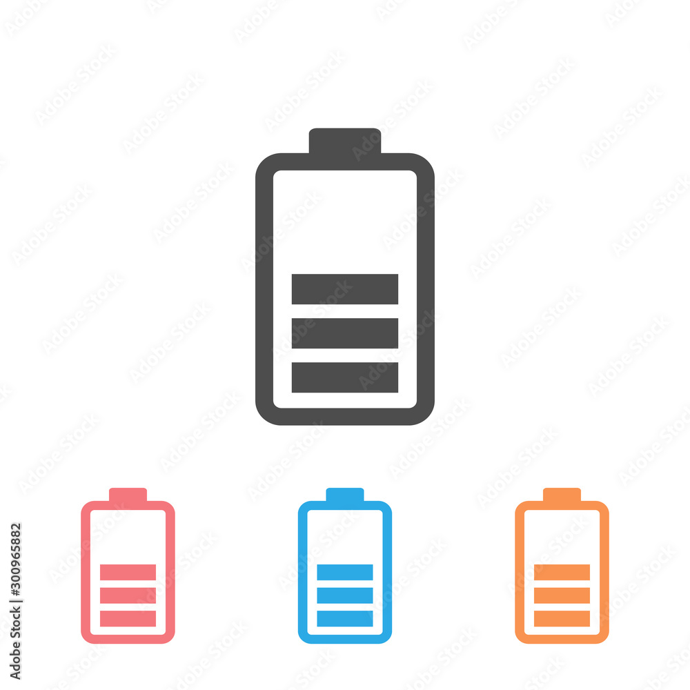 Full battery icon set vector illustration flat style Full battery icon set vector illustration flat style