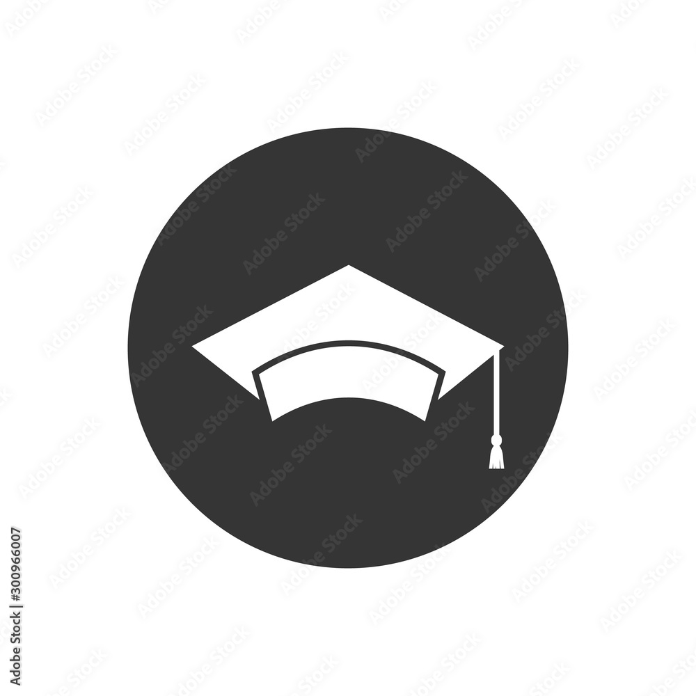 Graduate cap icon logo. Vector flat style