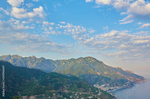 High angle view of Minori and Maiori, Amalfi coast, Italy