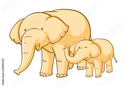 Yellow elephants on white background © GraphicsRF