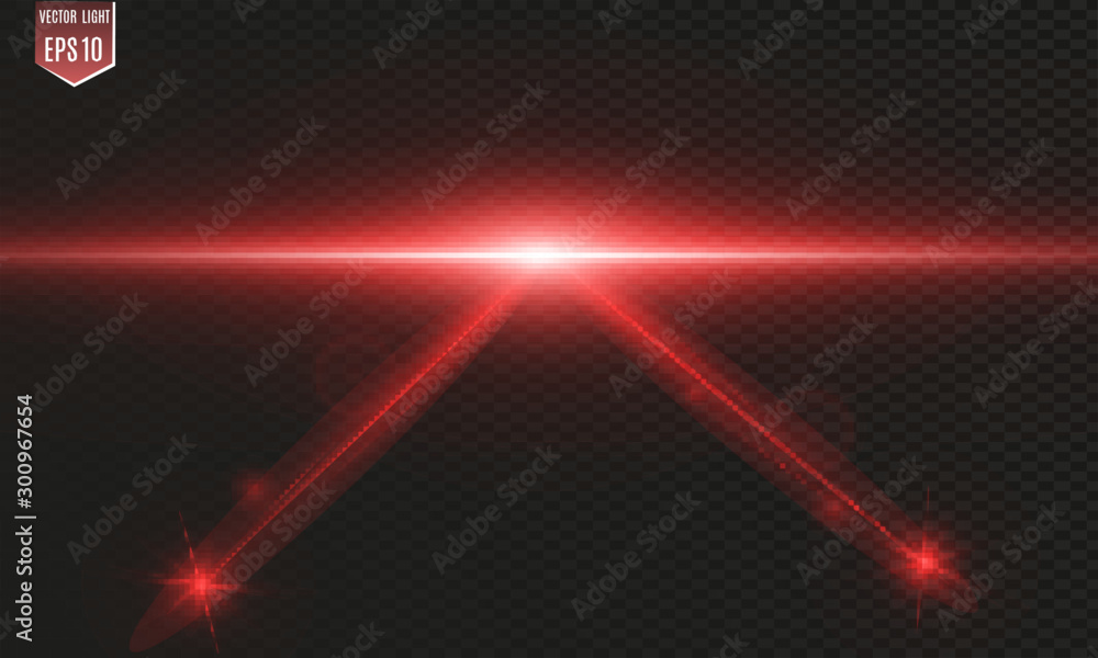 Abstract laser beam. Transparent isolated on black background. Vector illustration. - obrazy, fototapety, plakaty 