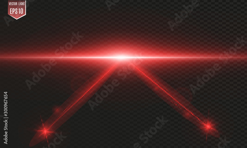 Abstract laser beam. Transparent isolated on black background. Vector illustration. photo