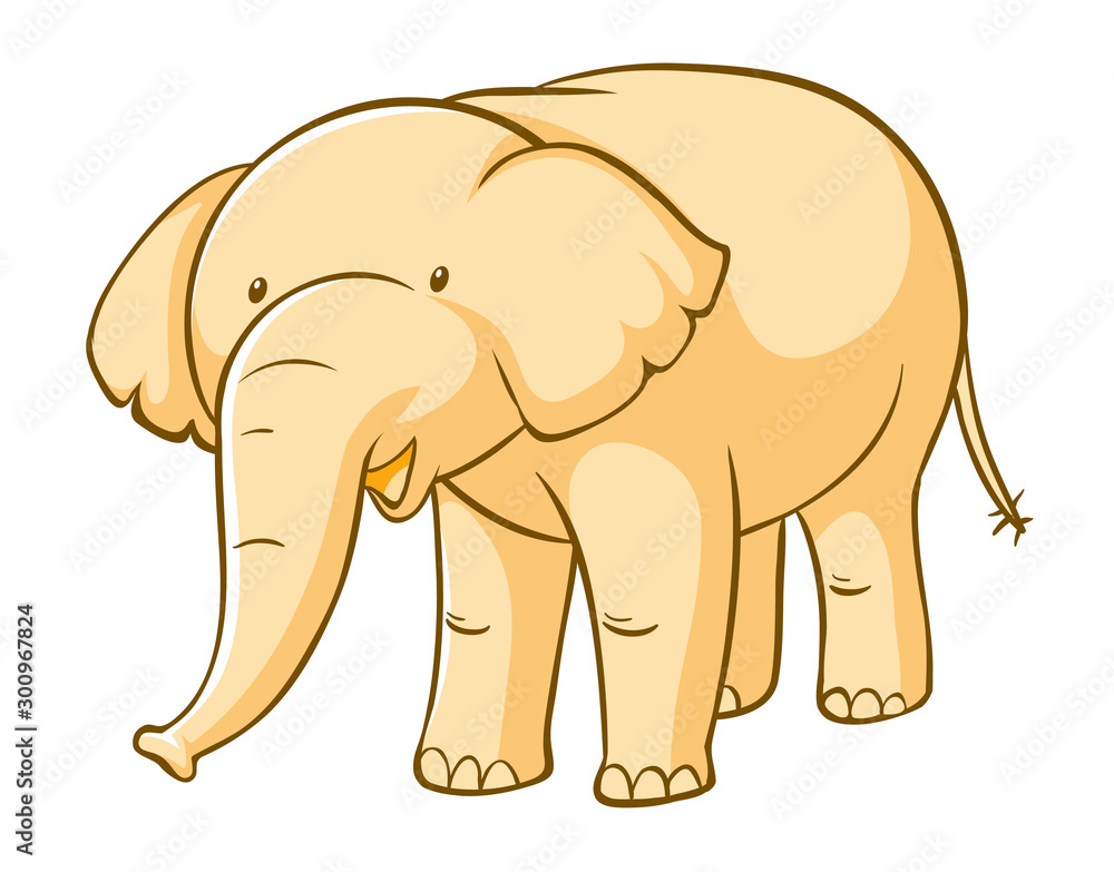 Fototapeta premium Yellow elephant on white background