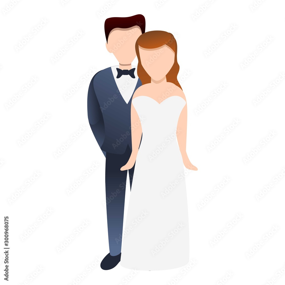 Bride couple icon. Cartoon of bride couple vector icon for web design isolated on white background Bride couple icon. Cartoon of bride couple vector icon for web design isolated on white background