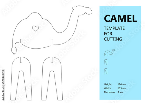 Template for laser cutting, wood carving, paper cut. Silhouette of giraffe. Vector illustration