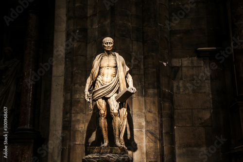 The interesting statue in Milan Cathedral. The monk looks poor but well body shaped and also a bit like the zombie.