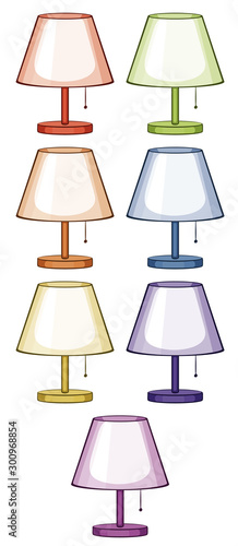 Isolated set of colorful lamps