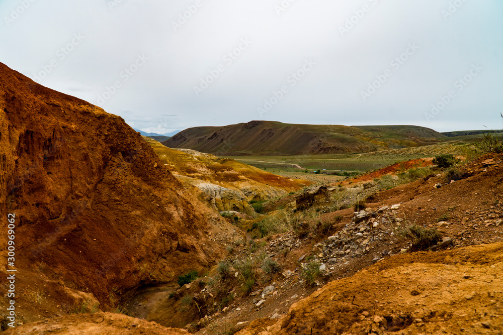 Background image of a mountain landscape. Russia, Siberia, Altai