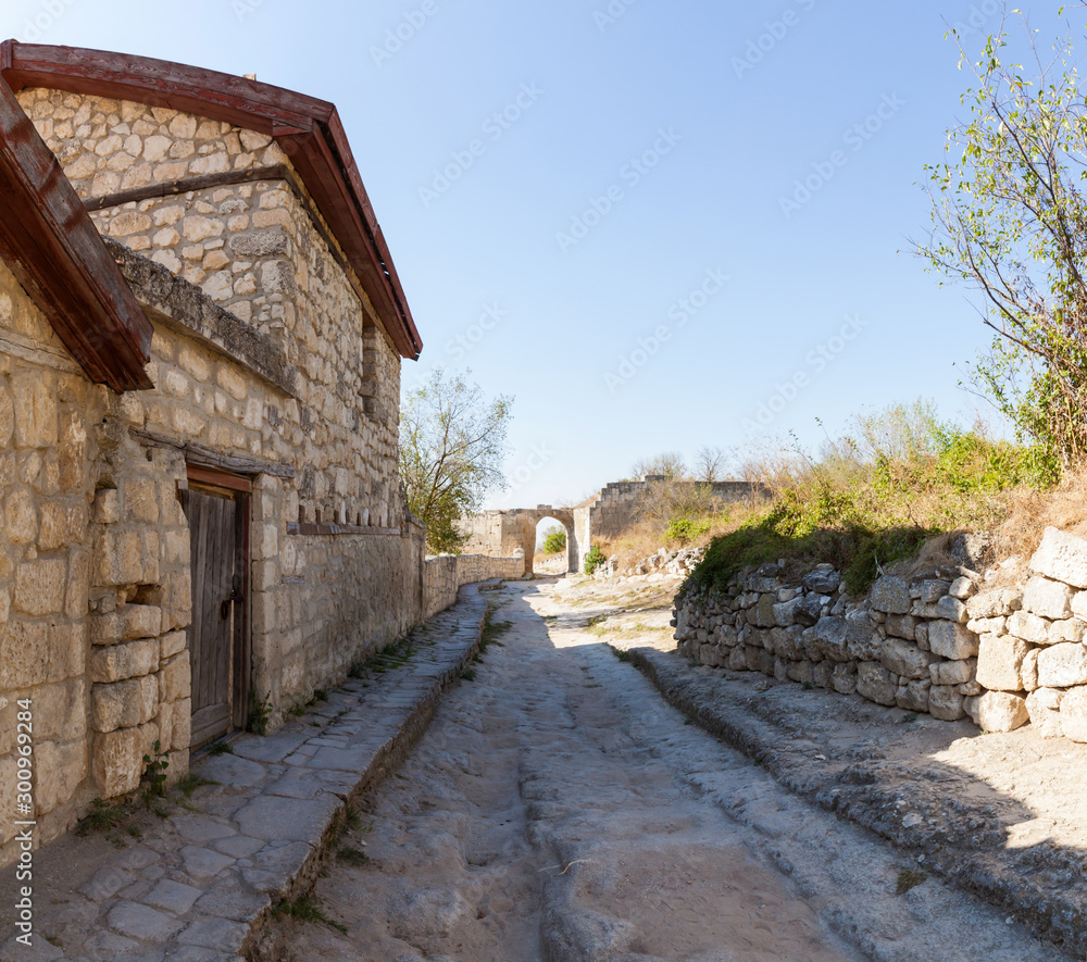 Medieval cave city-fortress Chufut-Kale in the mountains