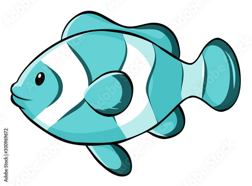 Blue fish on white background