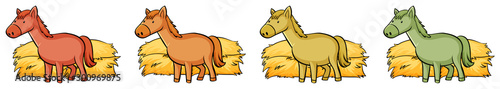 Horses in four different colors