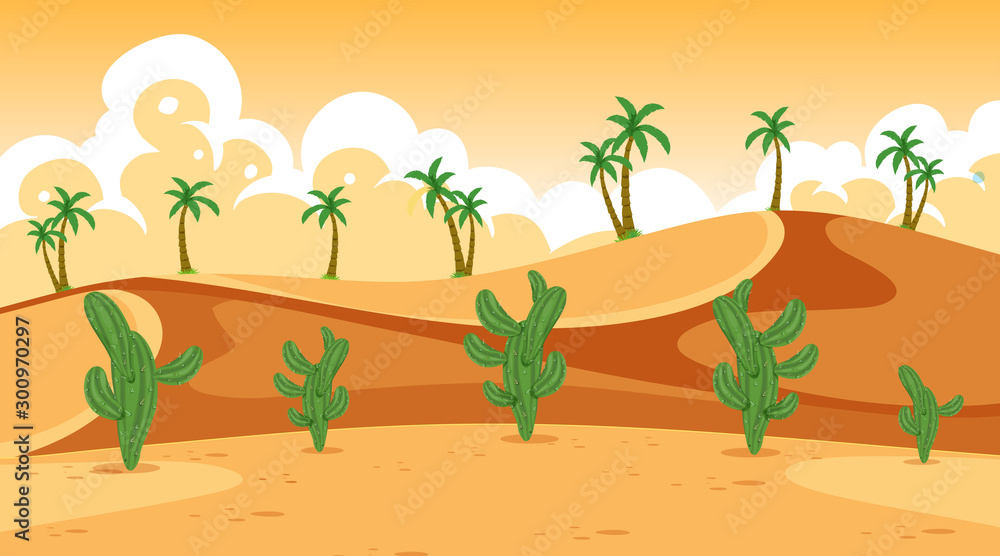 Obraz premium Background scene with cactus in desert