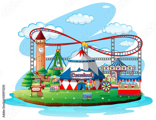 Fun fair theme park on isolated background