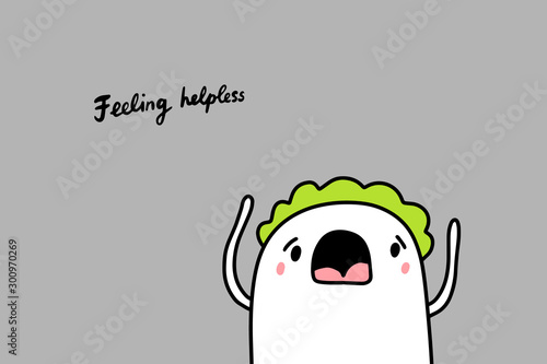 Feeling helpless hand drawn vector illustation in cartoon comic style man crying shaking