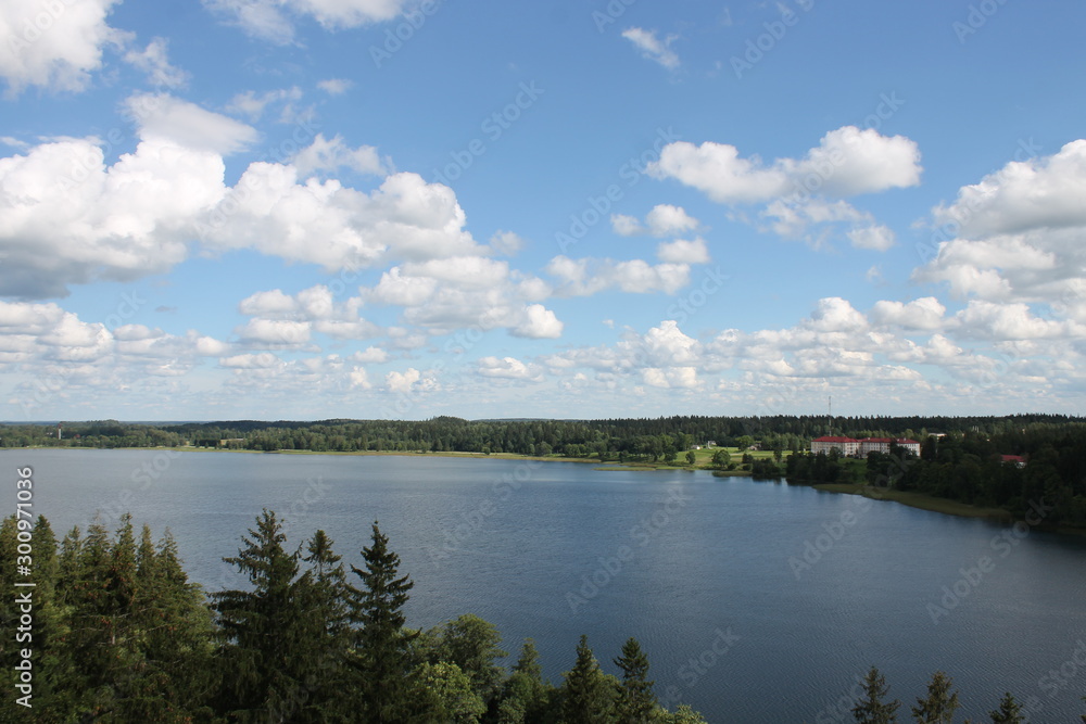landscape with lake and clouds landscape with lake and clouds