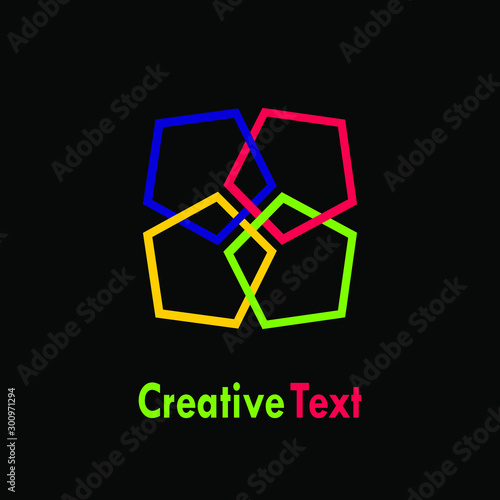 group of colorful overlapping regular polygons vector design