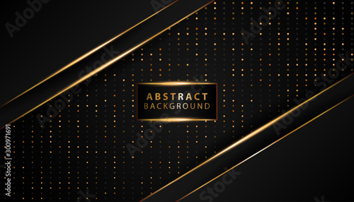 modern dark background shine gold line.Overlap layers with paper effect on textured background. Template vector.