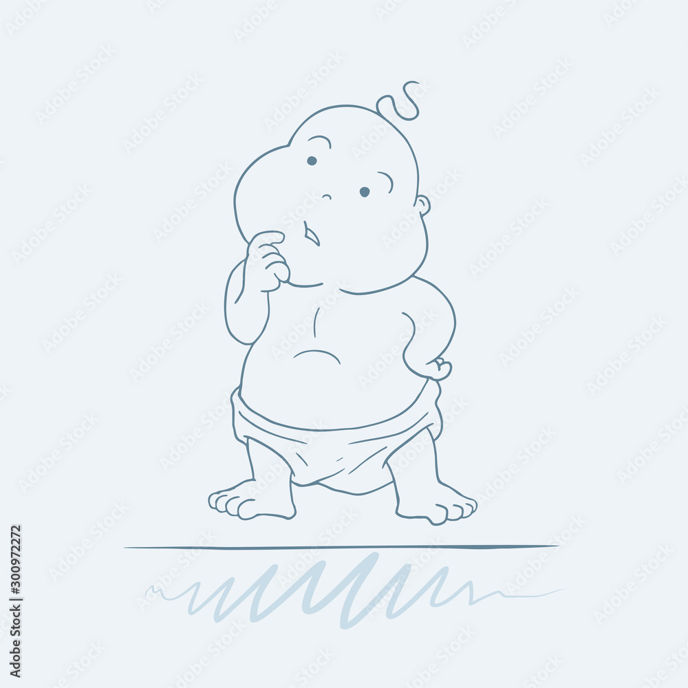 Fototapeta premium baby draw thinking