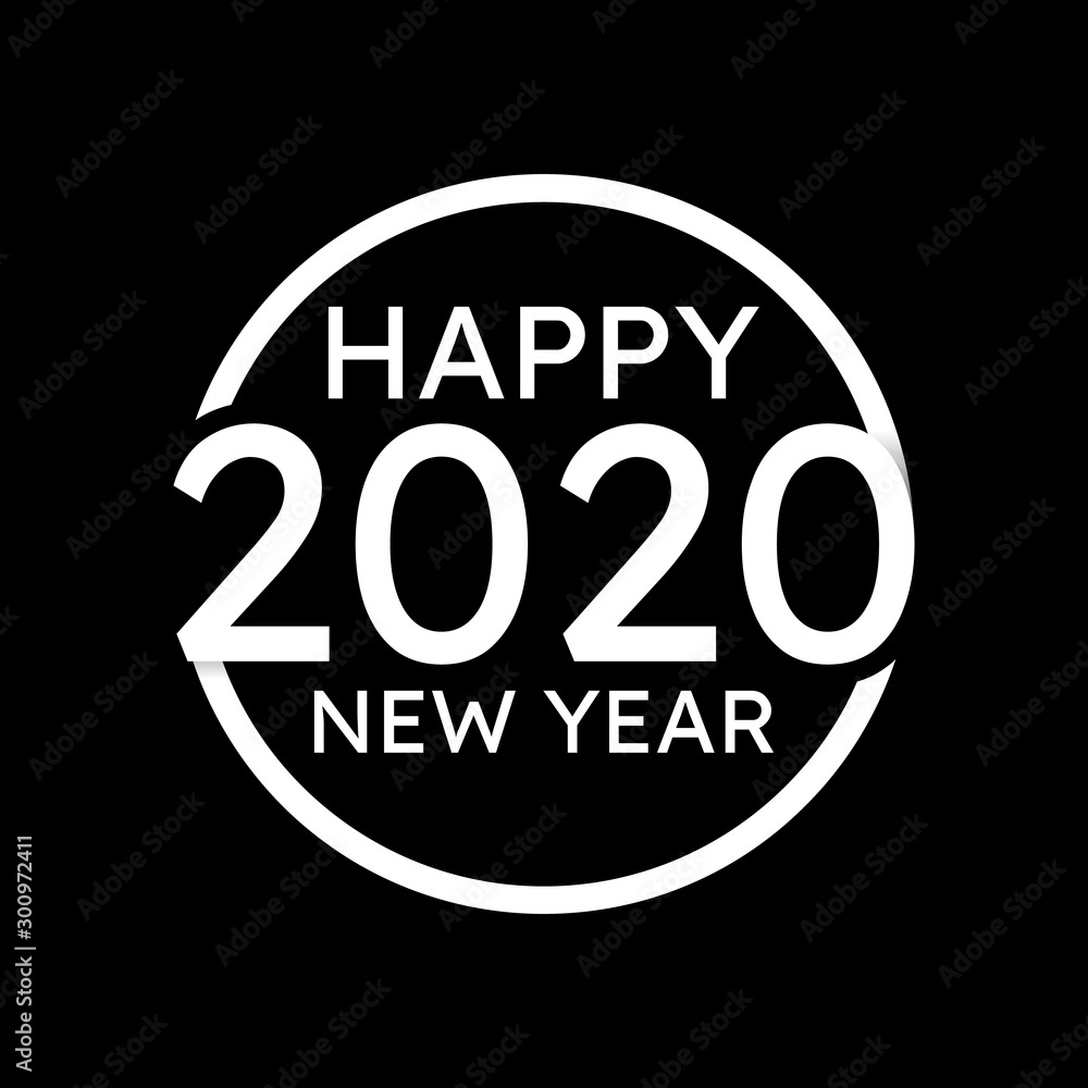 Round symbol with text Happy New Year 2020