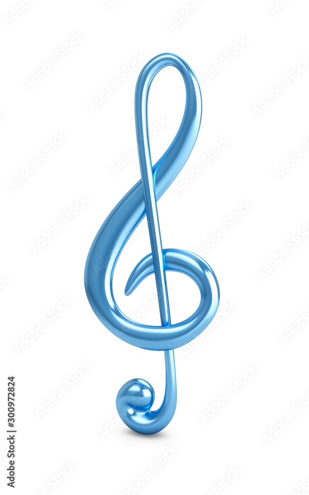 3D Rendering of blue treble clef isolated on white background 3D Rendering of blue treble clef isolated on white background