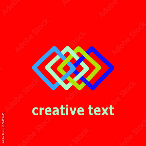 multi colored rounded quadrangles in overlaping shape vector design