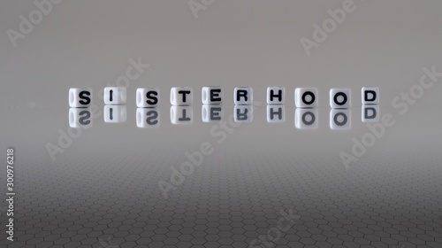 The concept of sisterhood represented by wooden letter tiles photo