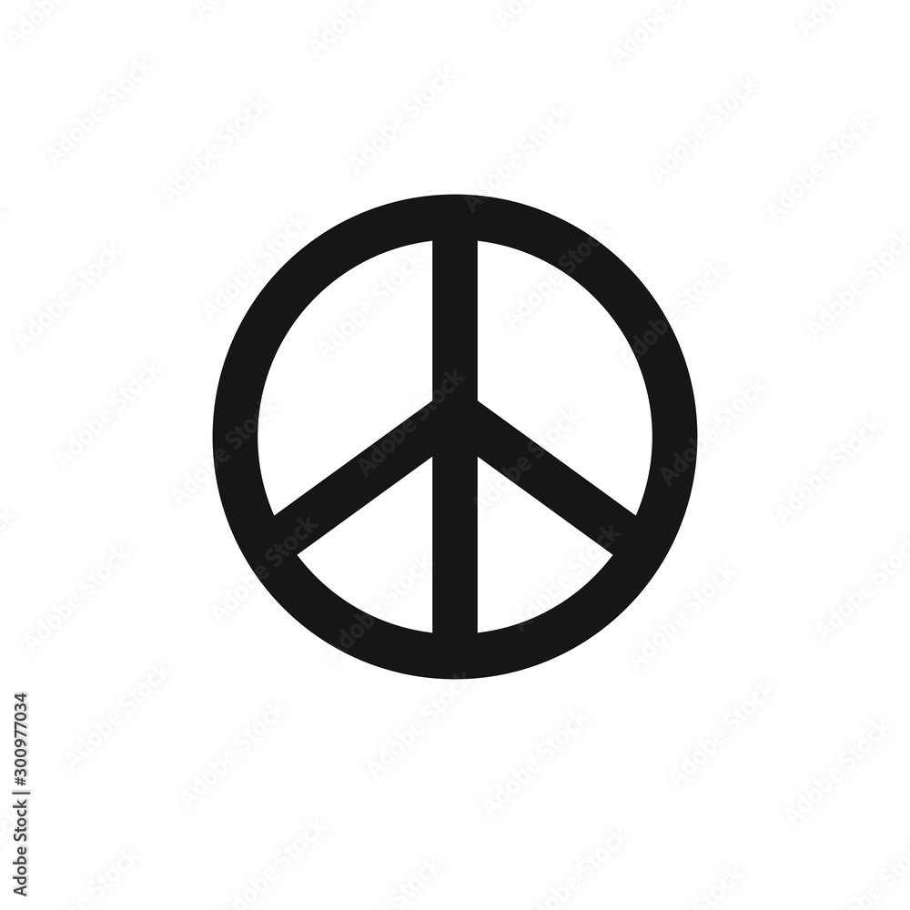 Vector flat black peace symbol isolated on white background Stock Vector |  Adobe Stock