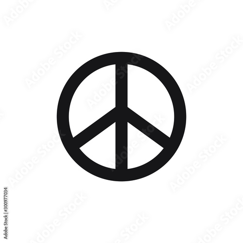 Vector flat black peace symbol isolated on white background